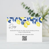 Lemon Wedding RSVP QR Code Kaartje (Staand voorkant)