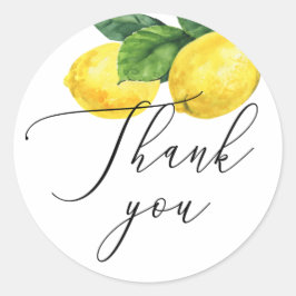 Lemon Wedding Script Bedankt | rustieke citrus Ronde Sticker