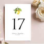 Lemon Wedding Table Number Kaart