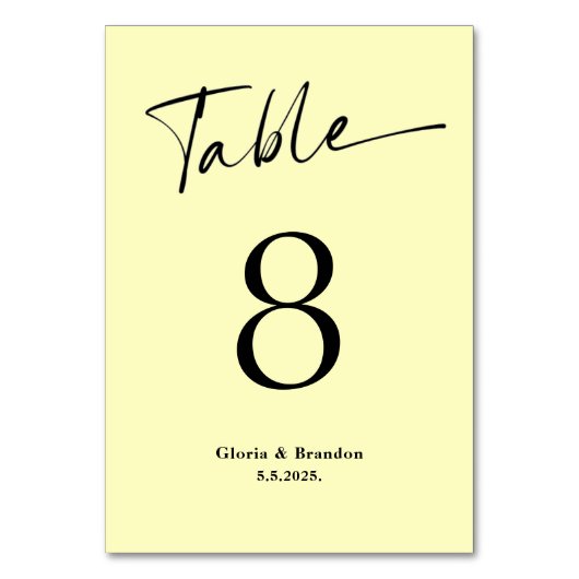 Lemon Wedding Table Number Kaart (Achterkant)