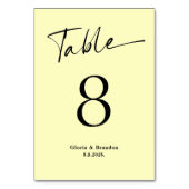 Lemon Wedding Table Number Kaart (Voorkant)