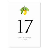 Lemon Wedding Table Number Kaart (Achterkant)