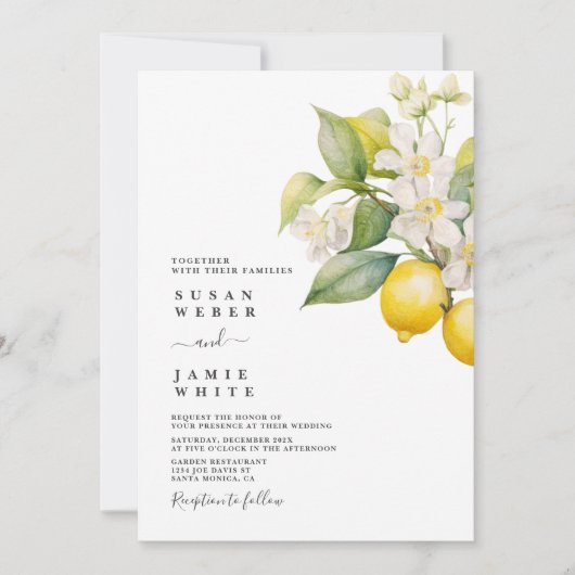Lemon Wedding Uitnodiging (Voorkant)