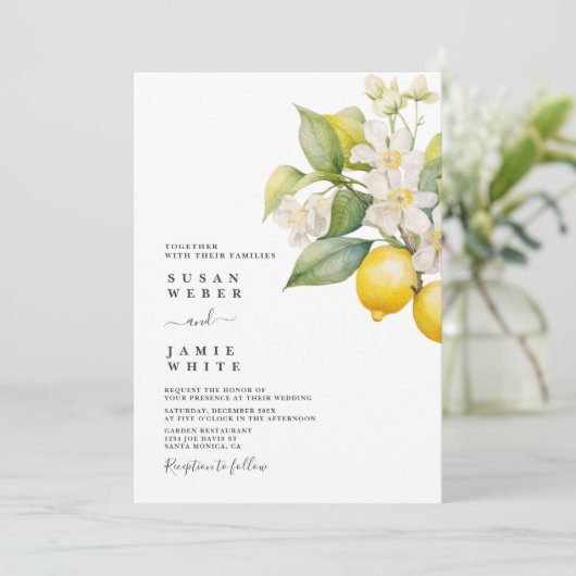 Lemon Wedding Uitnodiging (Staand voorkant)