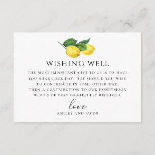 Lemon Wedding Wishing Well   rustieke huwelijksrei Informatiekaartje