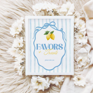 Lemon Whimsical Blue Girls Favors & Treats Sign Poster