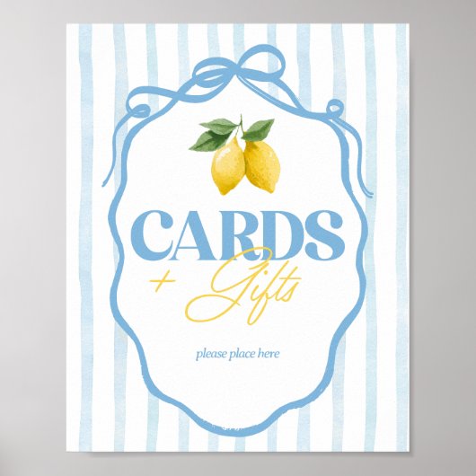 Lemon Whimsical Blue Girls Kaarten & Geschenken Te Poster (Voorkant)