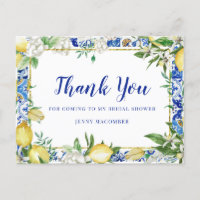 Lemon White Floral Blue Mosaic Tile