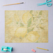  Lemon White Floral Script Decoupage Tissuepapier (Craft)