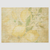  Lemon White Floral Script Decoupage Tissuepapier (Voorkant)