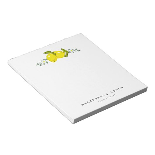 Lemon & White Flower Simple Clean Notitieblok (Schuin)