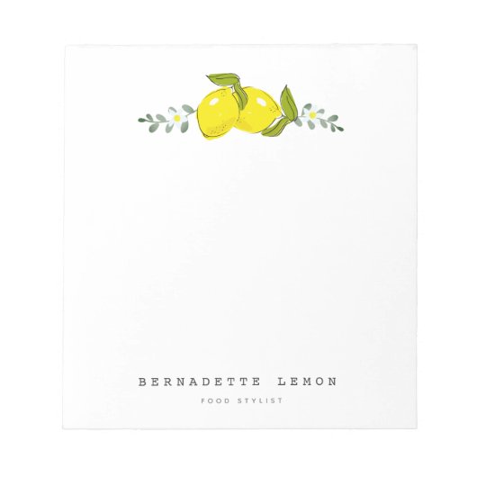 Lemon & White Flower Simple Clean Notitieblok (Voorkant)