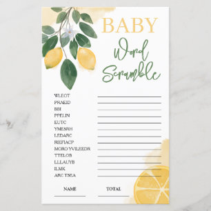 Lemon Word Scramble Baby shower spel