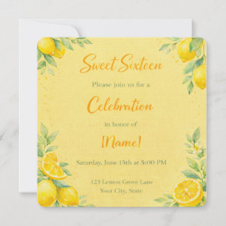 "Lemon-y" Sweet 16 invite  Kaart