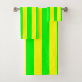Lemon Yellow and Lime Green Stripes Bad Handdoek