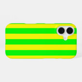 Lemon Yellow and Lime Green Stripes iPhone 16 Hoesje (Achterkant horizontaal)