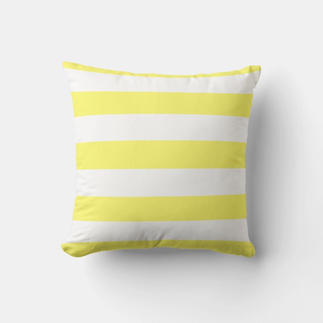 Lemon Yellow and White Bold Stripes Kussen (Voorkant)
