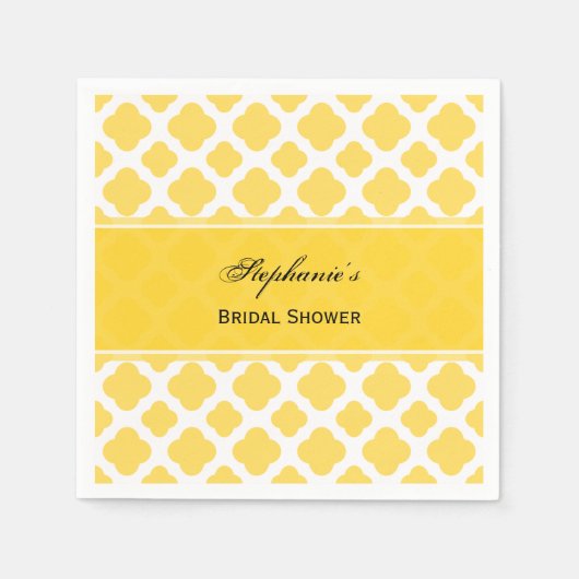Lemon Yellow and White Quatrefoil Pattern Bridal Servet (Voorkant)