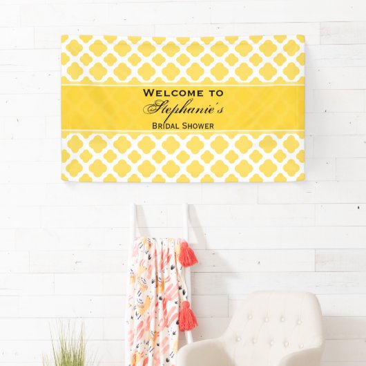 Lemon Yellow and White Quatrefoil Pattern Bridal Spandoek (Insitu)