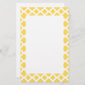 Lemon Yellow and White Quatrefoil Pattern Briefpapier (Voorkant / Achterkant)