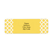 Lemon Yellow and White Quatrefoil Pattern Etiket (Voorkant)
