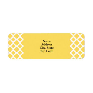 Lemon Yellow and White Quatrefoil Pattern Etiket