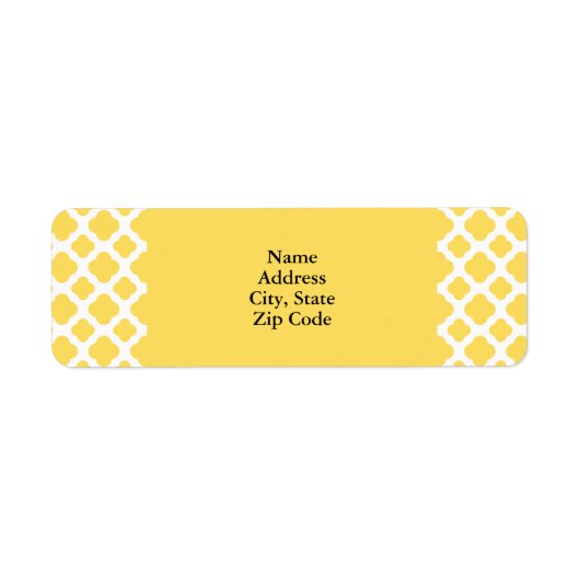 Lemon Yellow and White Quatrefoil Pattern Etiket (Voorkant)