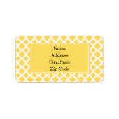 Lemon Yellow and White Quatrefoil Pattern Etiket (Voorkant)