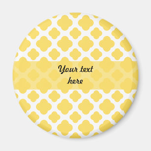 Lemon Yellow and White Quatrefoil Pattern Magneet