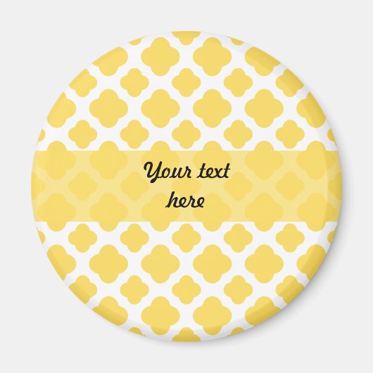 Lemon Yellow and White Quatrefoil Pattern Magneet (Voorkant)