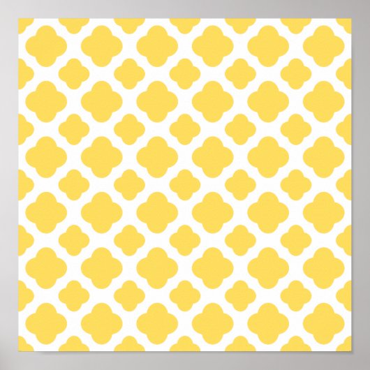 Lemon Yellow and White Quatrefoil Pattern Poster (Voorkant)