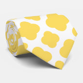 Lemon Yellow and White Quatrefoil Pattern Stropdas (Opgerold)