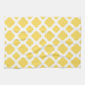 Lemon Yellow and White Quatrefoil Pattern Theedoek (Horizontaal)