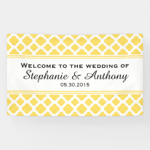 Lemon Yellow and White Quatrefoil Pattern Weddensc Spandoek