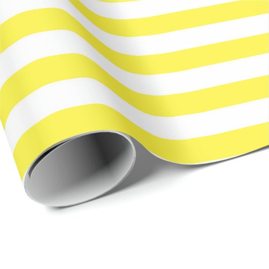 Lemon Yellow and White Stripes Pattern Gift Cadeaupapier (Rol Hoek)