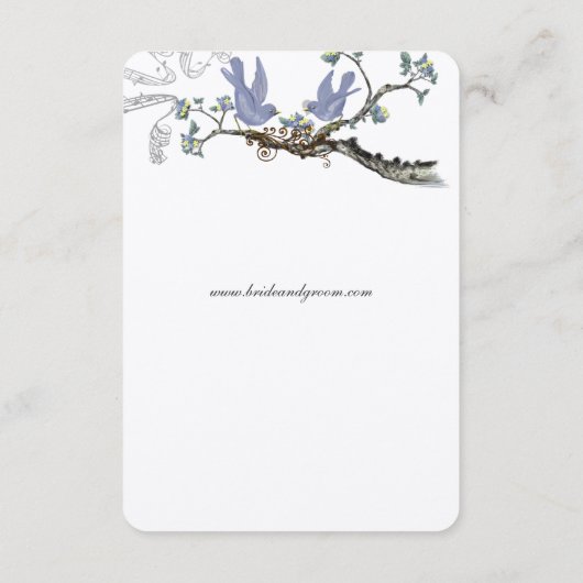 Lemon Yellow  Birds Wedding Informatiekaartje (Achterkant)