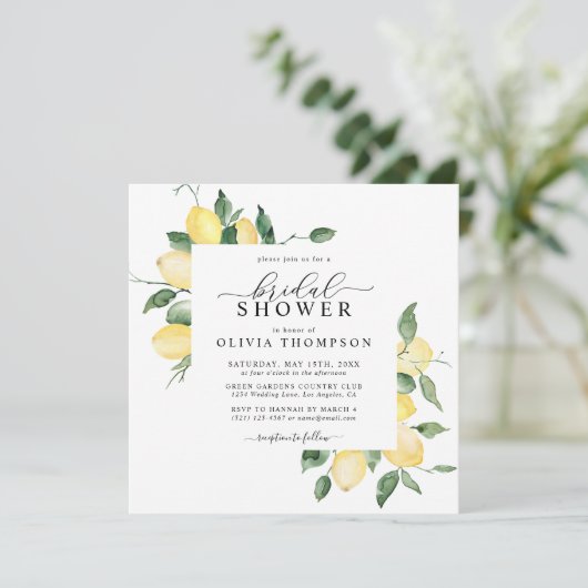 Lemon Yellow Boho Waterverf Elegant Vrijgezellenfe Kaart (Staand voorkant)