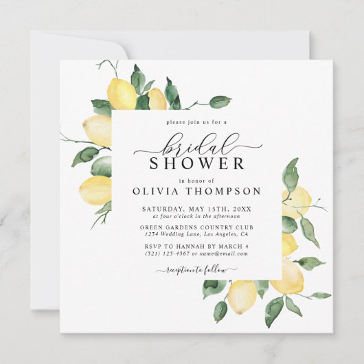 Lemon Yellow Boho Waterverf Elegant Vrijgezellenfe Kaart (Voorkant)