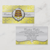 Lemon Yellow Cake Couture Glitzy Damask Cake Baker Visitekaartje (Voorkant / Achterkant)