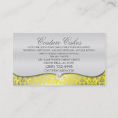 Lemon Yellow Cake Couture Glitzy Damask Cake Baker Visitekaartje (Achterkant)