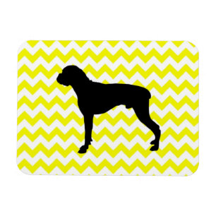 Lemon Yellow Chevron met Boxer Silhouette Magneet