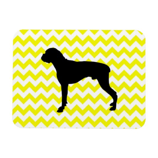 Lemon Yellow Chevron met Boxer Silhouette Magneet (Horizontaal)