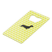Lemon Yellow Chevron met Dachshund Creditkaart Flessenopener (Achterkant Gekanteld)