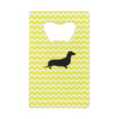 Lemon Yellow Chevron met Dachshund Creditkaart Flessenopener (Achterkant)