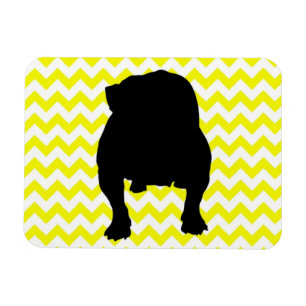 Lemon Yellow Chevron met Engelse Bulldog Shadow Magneet