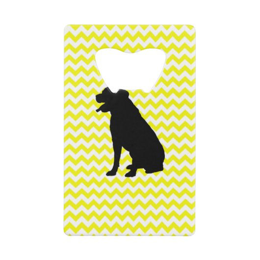 Lemon Yellow Chevron met labrador Retriever Creditkaart Flessenopener (Voorkant)