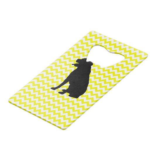 Lemon Yellow Chevron met labrador Retriever Creditkaart Flessenopener (Achterkant Gekanteld)