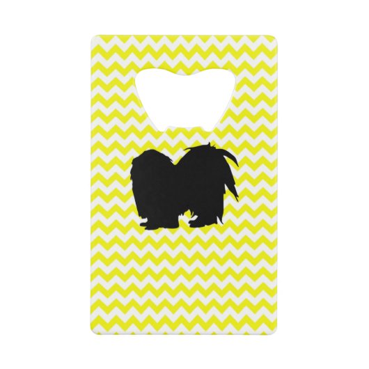 Lemon Yellow Chevron met Shih Tzu Silhouette Creditkaart Flessenopener (Voorkant)