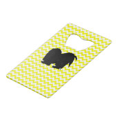 Lemon Yellow Chevron met Shih Tzu Silhouette Creditkaart Flessenopener (Achterkant Gekanteld)