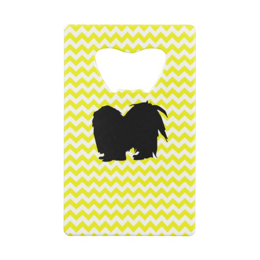 Lemon Yellow Chevron met Shih Tzu Silhouette Creditkaart Flessenopener (Achterkant)